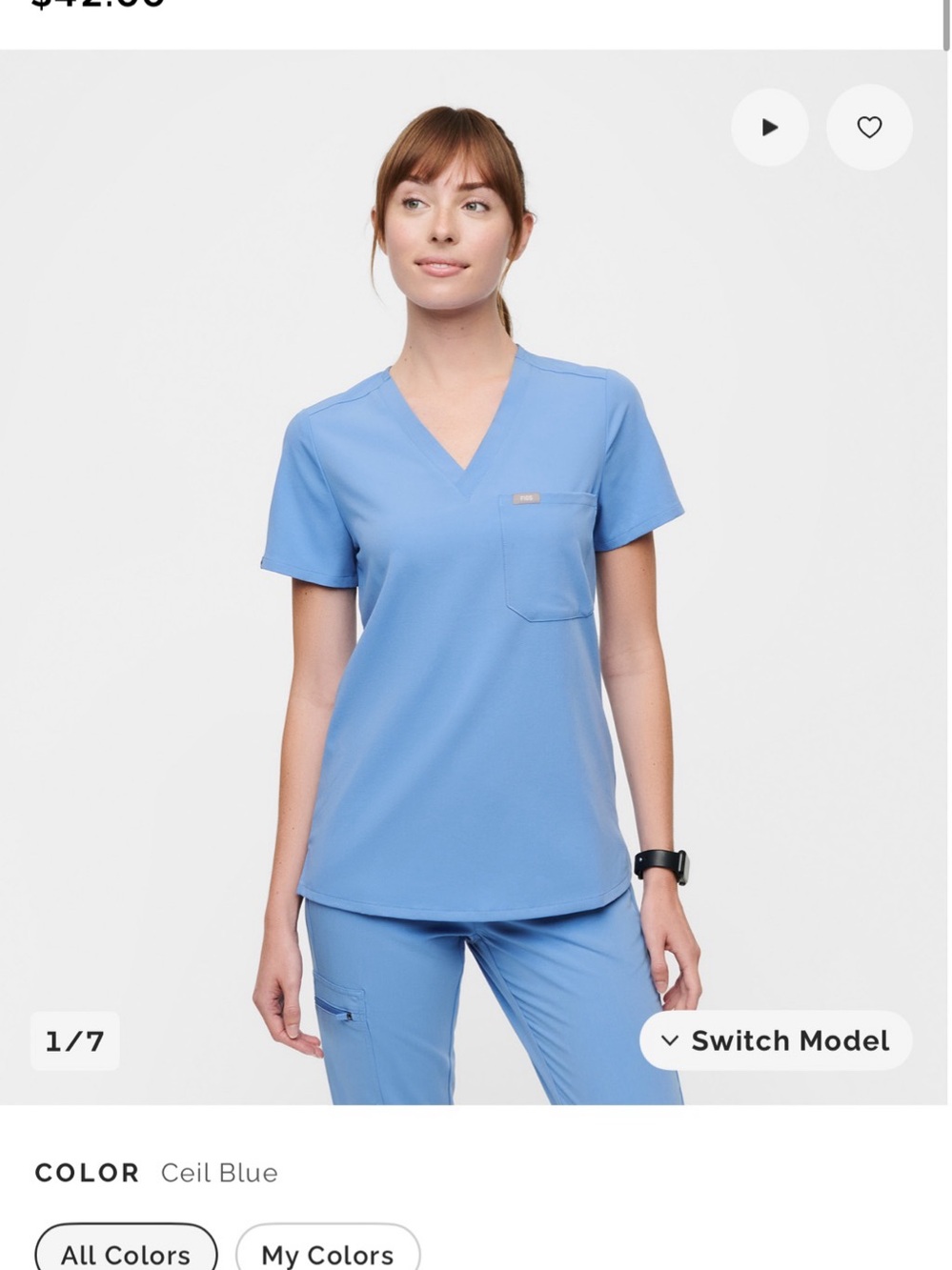 FIGS Catarina Scrub Top V-Neck Blue